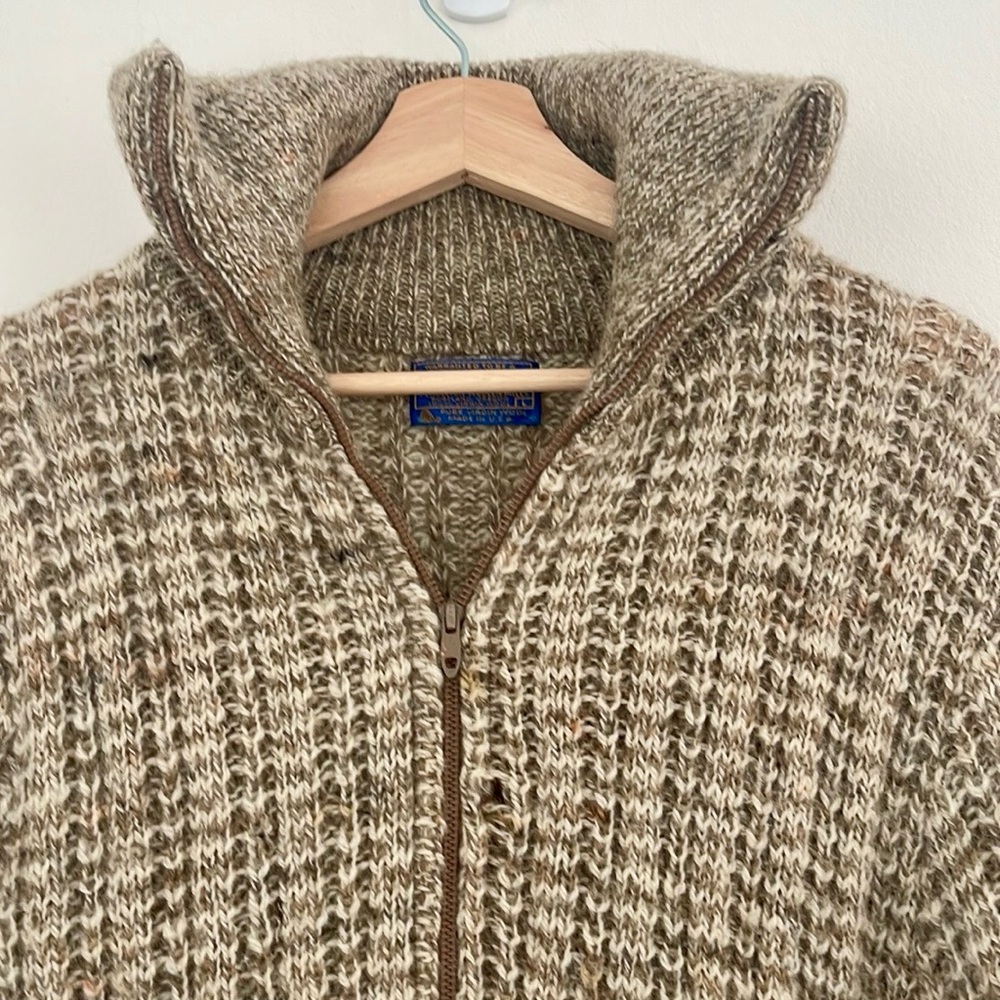 Vintage Pendleton Pure Virgin Wool Zip-Up Sweater – Size L – Made in USA - Picture 8 of 12